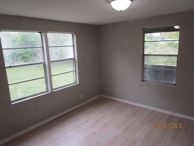 unfurnished room featuring plenty of natural light and light wood-type flooring