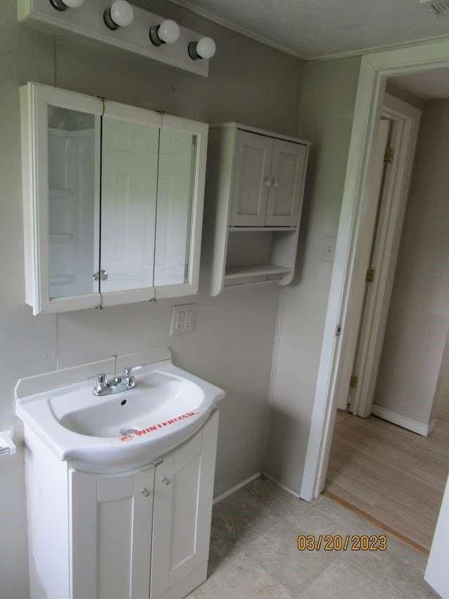 bathroom featuring vanity and wood-type flooring