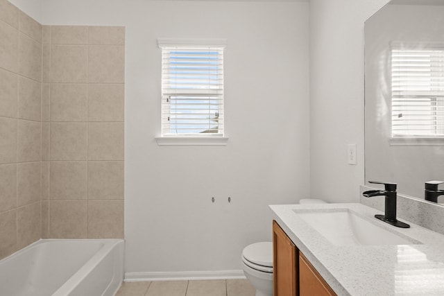 bathroom featuring tile patterned flooring, vanity, and toilet