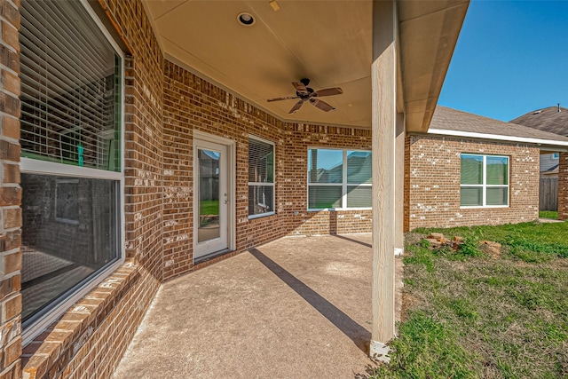 view of patio with ceiling fan