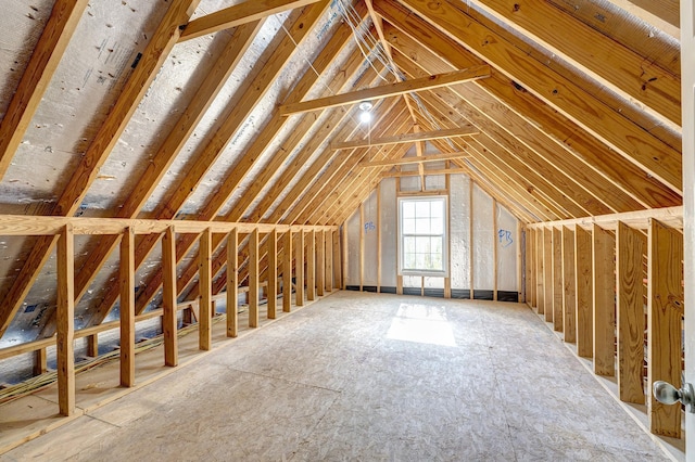 view of unfinished attic