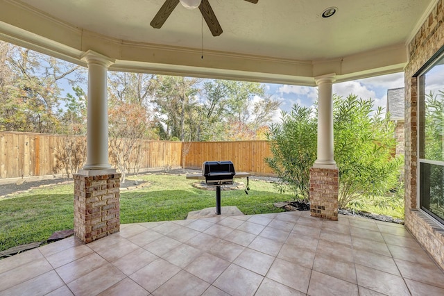 view of patio / terrace with ceiling fan