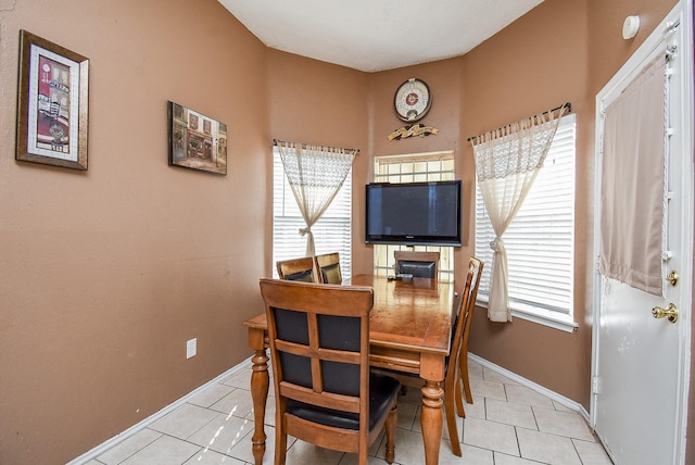 tiled dining area featuring a wealth of natural light