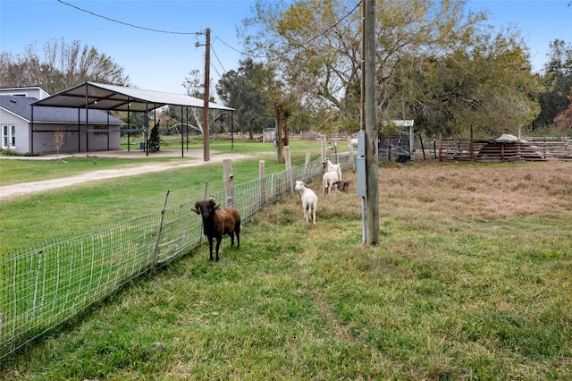 view of yard with a rural view