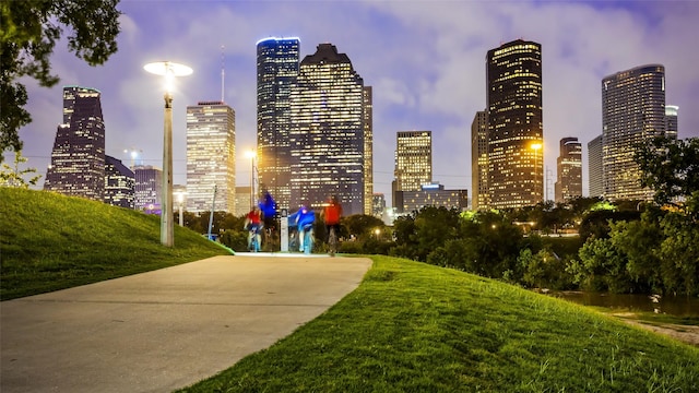 8321 Springwood Creek Ln, Houston, TX 77055 - view of property's community with a skyline view and a lawn