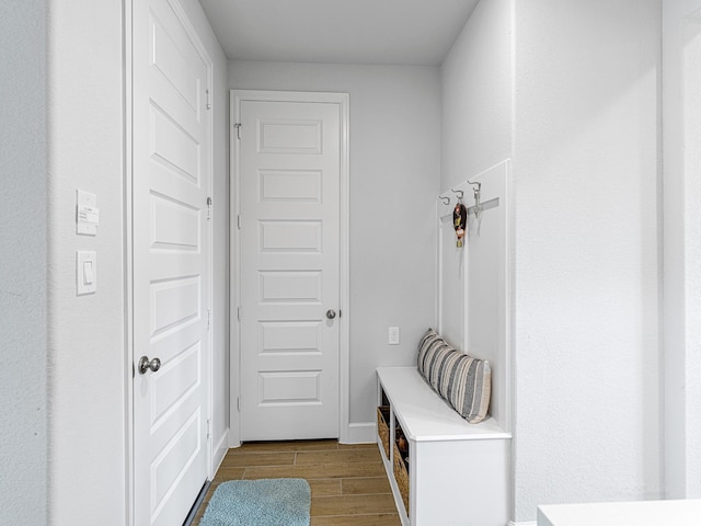 mudroom with light wood-type flooring