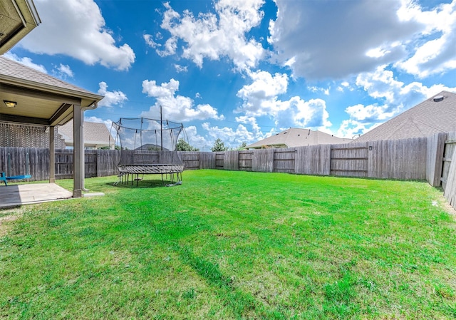 view of yard with a trampoline