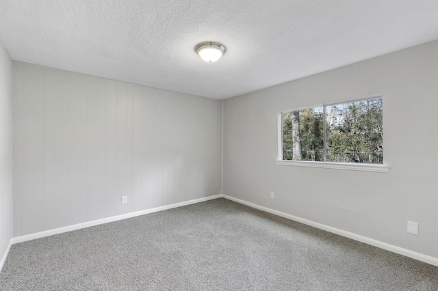 empty room with carpet and a textured ceiling