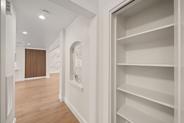 hall featuring light hardwood / wood-style flooring