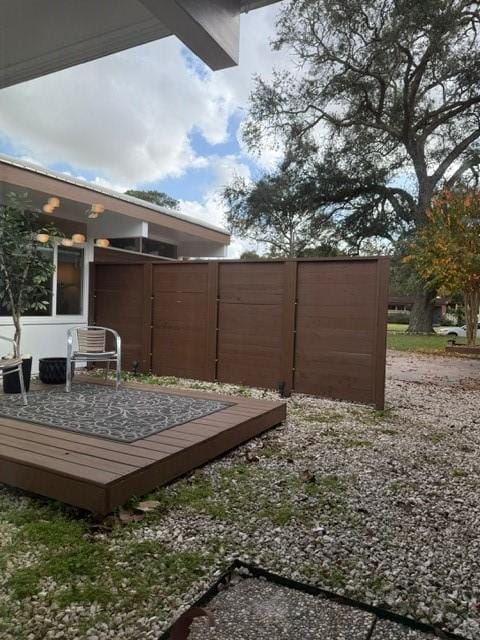 view of yard with a deck