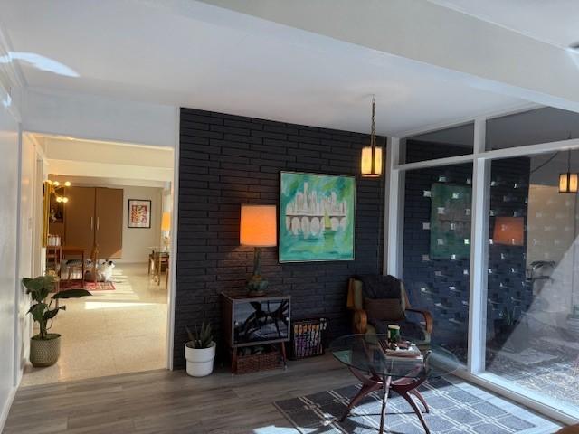 living area featuring hardwood / wood-style flooring