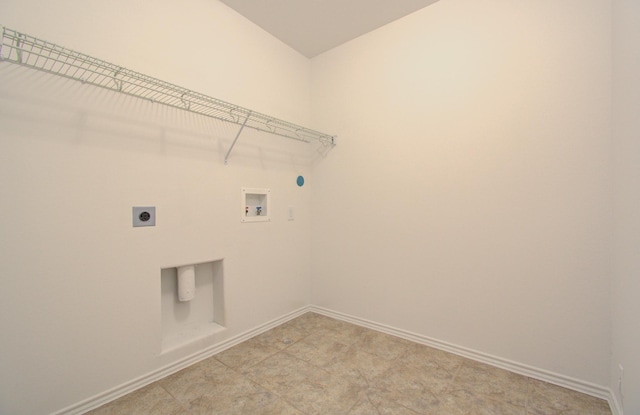 laundry area with electric dryer hookup and hookup for a washing machine