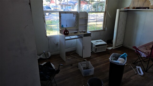 interior space with dark hardwood / wood-style flooring and plenty of natural light