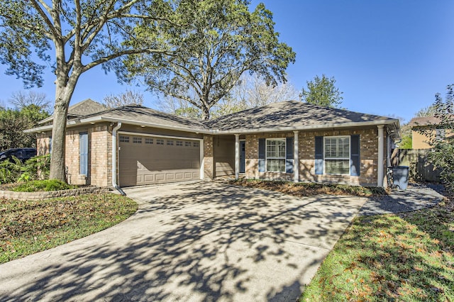 single story home with a garage