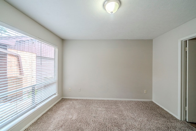 carpeted empty room with a textured ceiling