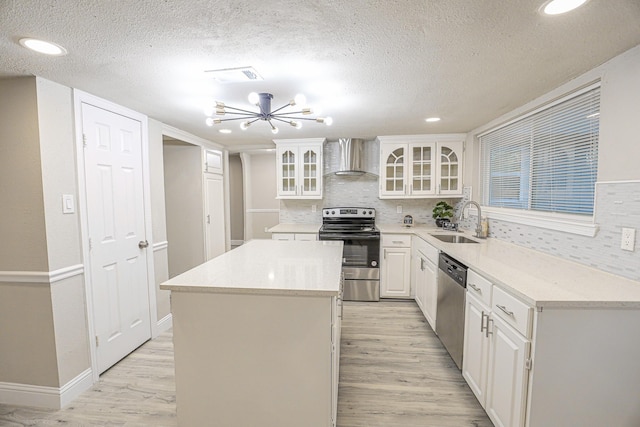 kitchen with white cabinets, a center island, sink, and stainless steel appliances