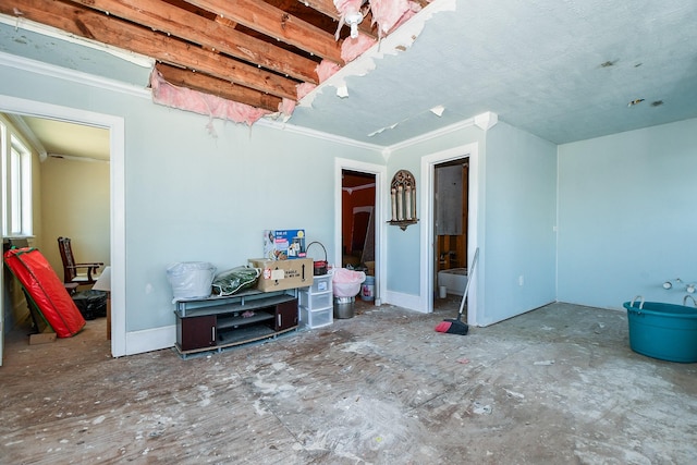 living room featuring ornamental molding