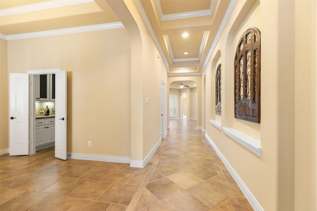 hall featuring crown molding