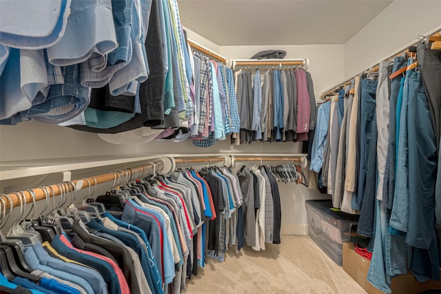 spacious closet with light colored carpet