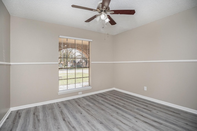 unfurnished room featuring a textured ceiling, a wealth of natural light, and light hardwood / wood-style flooring