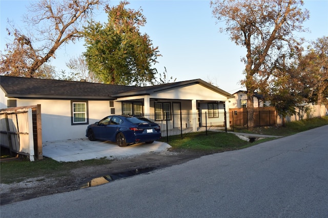 view of single story home