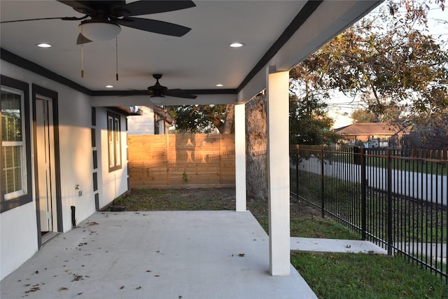 view of patio / terrace with ceiling fan