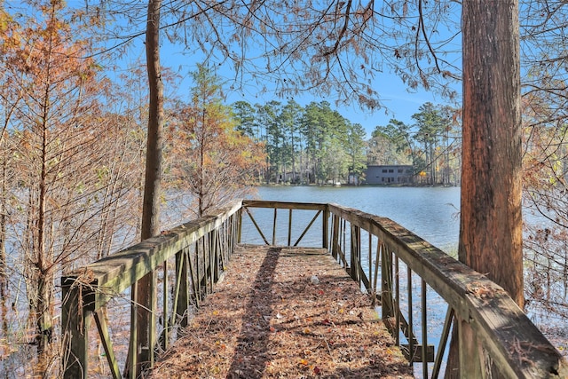 dock area featuring a water view