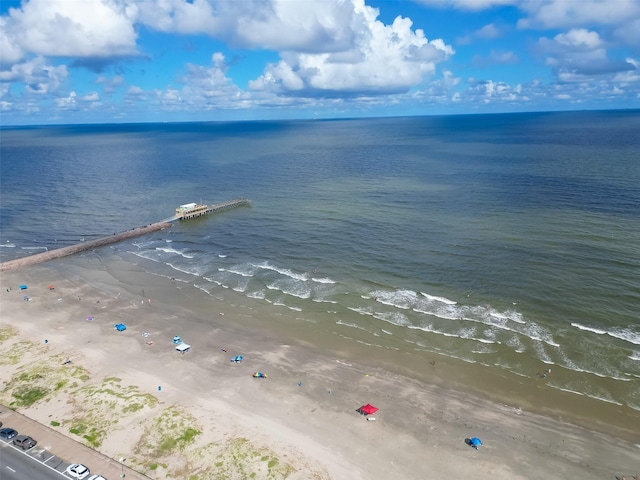 6300 Seawall Blvd Unit 3213, Galveston, TX 77551 - drone / aerial view with a view of the beach and a water view