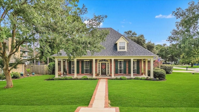 view of front of property featuring a front yard