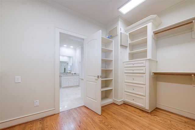 walk in closet featuring light wood-type flooring