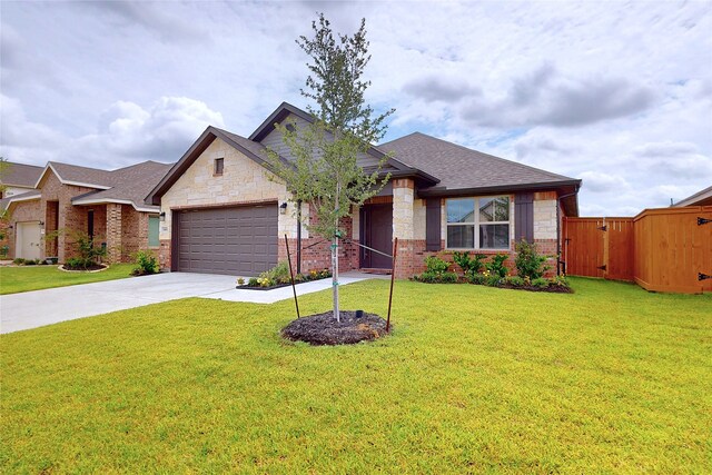 19818 Paros Island Dr, Hockley, TX 77447 - view of front of house with driveway, an attached garage, brick siding, a gate, and roof with shingles