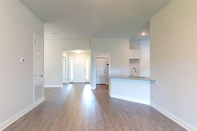 19814 Paros Island Dr, Hockley, TX 77447 - unfurnished living room with wood finished floors