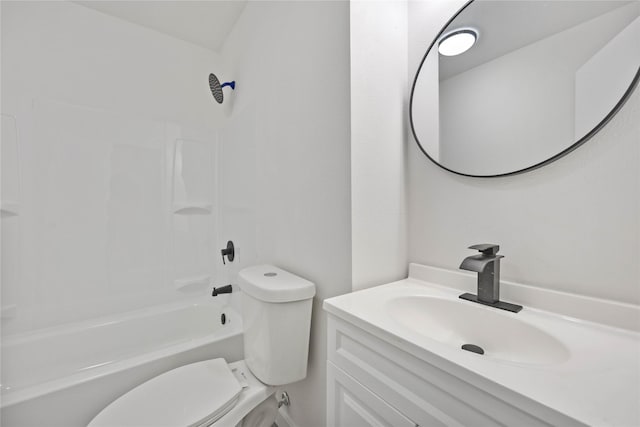 full bathroom with vanity, toilet, and shower / washtub combination