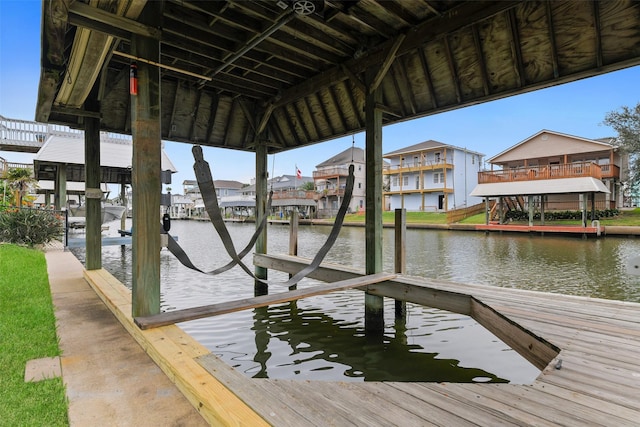 view of dock featuring a water view