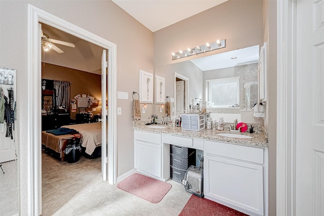 bathroom with vanity and ceiling fan