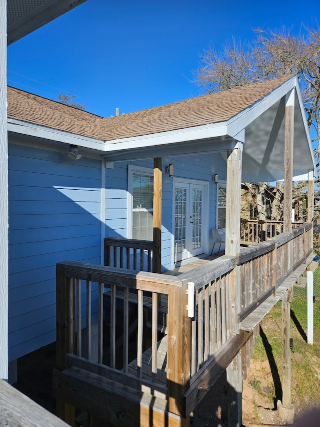 wooden deck with french doors