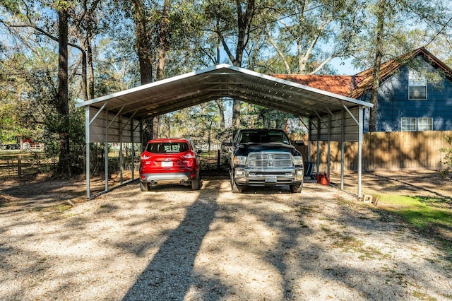 view of parking with a carport