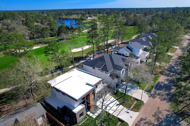 bird's eye view featuring a water view