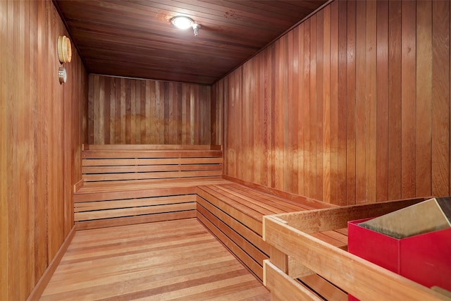 view of sauna / steam room with hardwood / wood-style floors