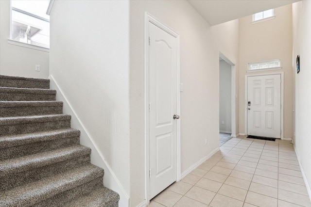 interior space featuring light tile patterned flooring