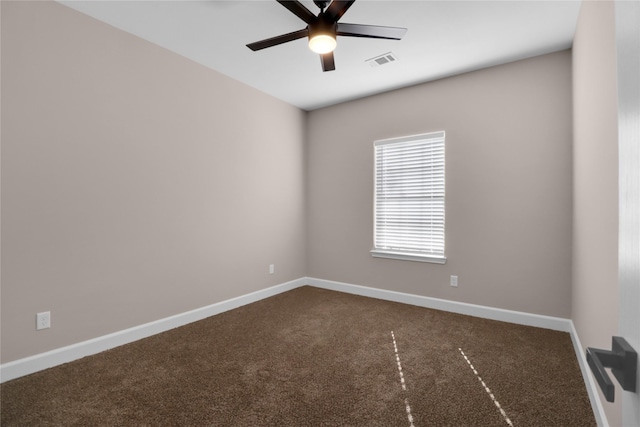 carpeted empty room with ceiling fan