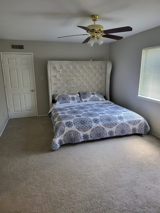 bedroom with carpet floors and ceiling fan