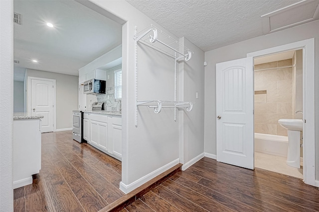 spacious closet with dark hardwood / wood-style floors and sink