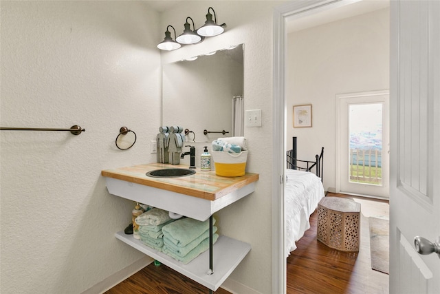 bathroom featuring sink and wood-type flooring