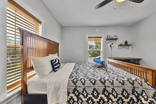 bedroom featuring ceiling fan