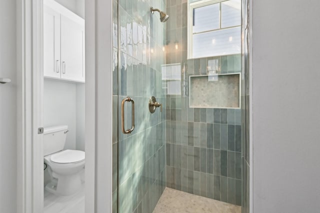 bathroom featuring toilet and walk in shower