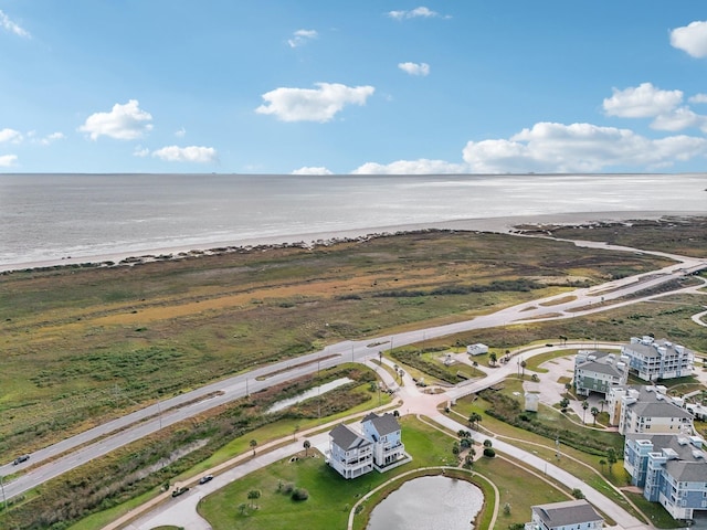 aerial view featuring a beach view and a water view