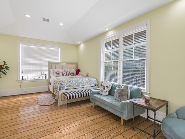 bedroom with light wood-type flooring