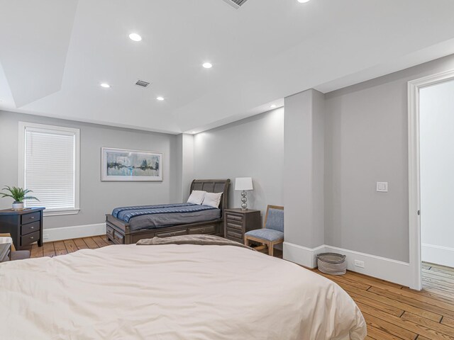 bedroom with light wood-type flooring