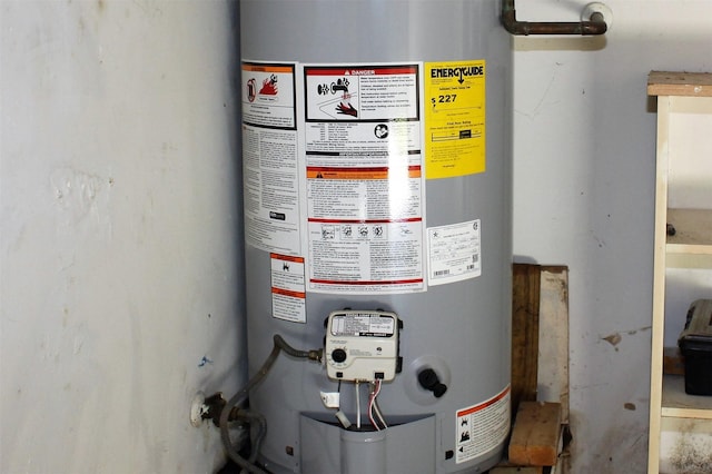 utility room featuring water heater